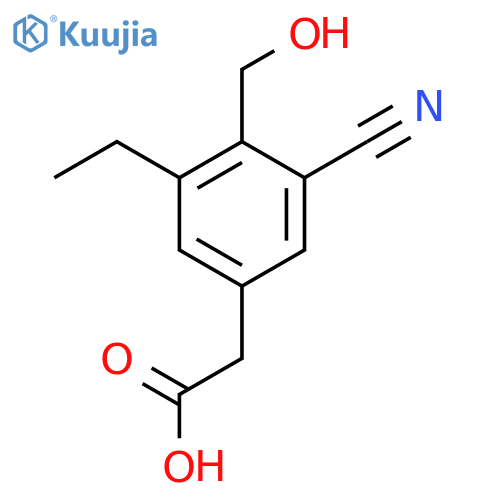 3-Cyano-5-ethyl-4-(hydroxymethyl)phenylacetic acid structure