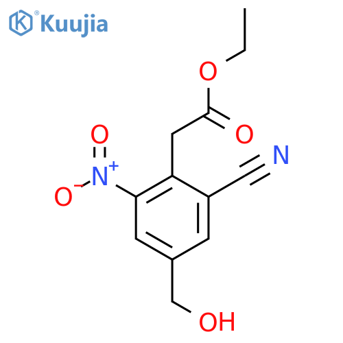 Ethyl 2-cyano-4-hydroxymethyl-6-nitrophenylacetate structure