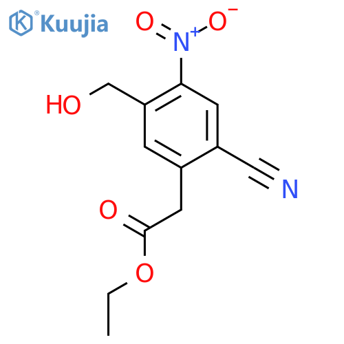 Ethyl 2-cyano-5-hydroxymethyl-4-nitrophenylacetate structure