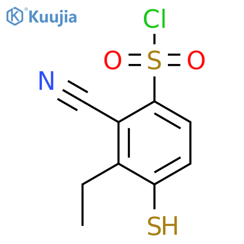 2-Cyano-3-ethyl-4-mercaptobenzenesulfonyl chloride structure