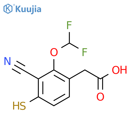 3-Cyano-2-difluoromethoxy-4-mercaptophenylacetic acid structure