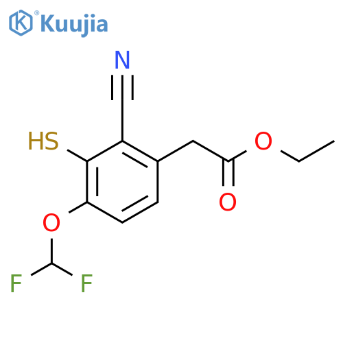 Ethyl 2-cyano-4-difluoromethoxy-3-mercaptophenylacetate structure