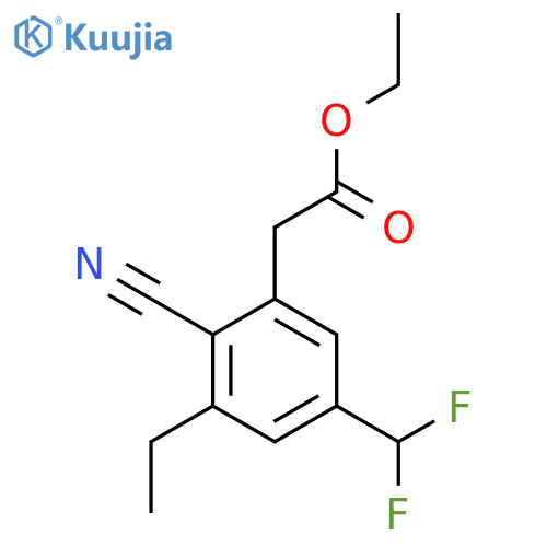 Ethyl 2-cyano-5-difluoromethyl-3-ethylphenylacetate structure