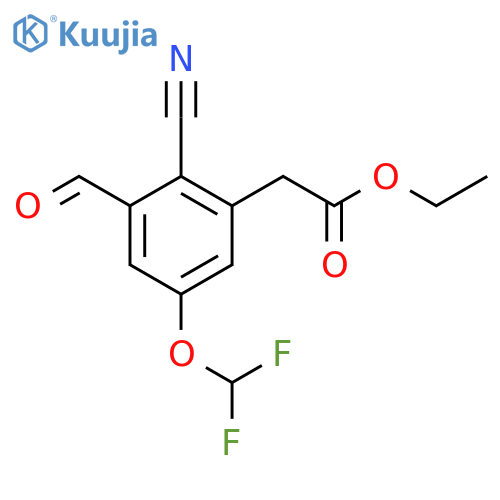 Ethyl 2-cyano-5-difluoromethoxy-3-formylphenylacetate structure