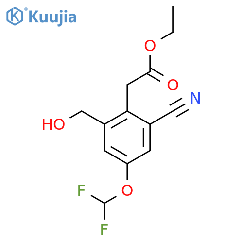 Ethyl 2-cyano-4-difluoromethoxy-6-(hydroxymethyl)phenylacetate structure