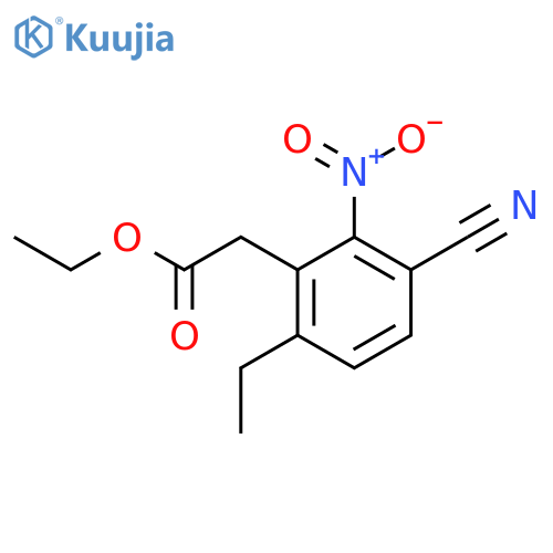 Ethyl 3-cyano-6-ethyl-2-nitrophenylacetate structure