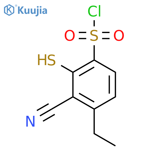 3-Cyano-4-ethyl-2-mercaptobenzenesulfonyl chloride structure