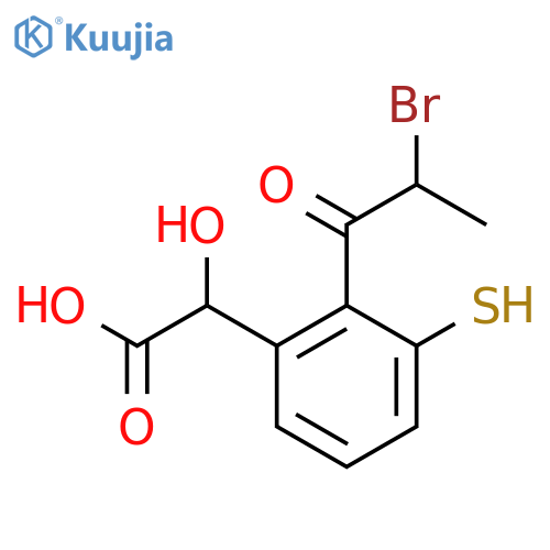 2-(2-Bromopropanoyl)-3-mercaptomandelic acid structure