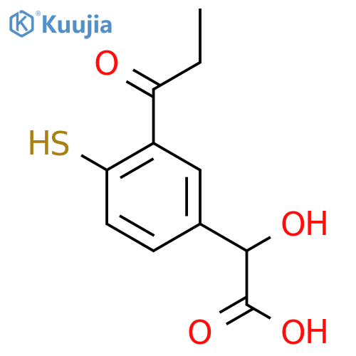 4-Mercapto-3-propionylmandelic acid structure