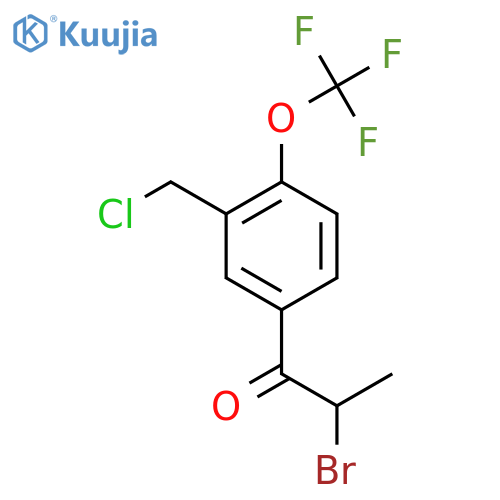 2-Bromo-1-(3-(chloromethyl)-4-(trifluoromethoxy)phenyl)propan-1-one structure