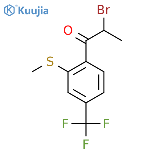 2-Bromo-1-(2-(methylthio)-4-(trifluoromethyl)phenyl)propan-1-one structure
