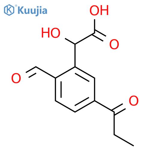 2-Formyl-5-propionylmandelic acid structure