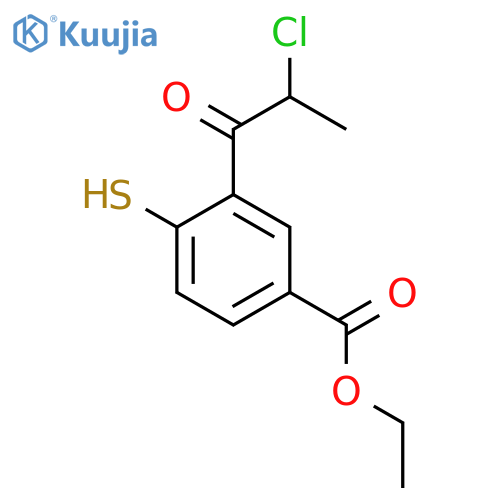 Ethyl 3-(2-chloropropanoyl)-4-mercaptobenzoate structure
