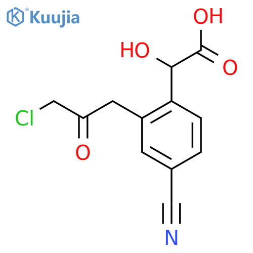 2-(3-Chloro-2-oxopropyl)-4-cyanomandelic acid structure