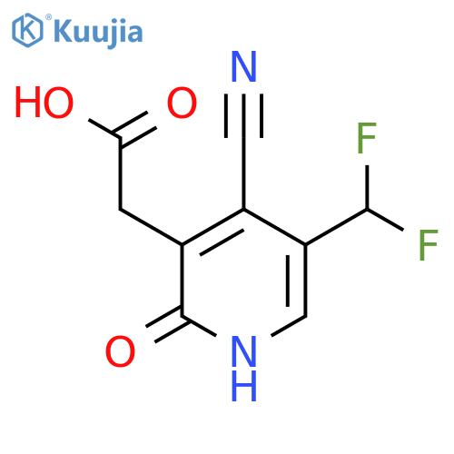 4-Cyano-5-(difluoromethyl)-2-hydroxypyridine-3-acetic acid structure