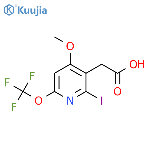 2-Iodo-4-methoxy-6-(trifluoromethoxy)pyridine-3-acetic acid structure