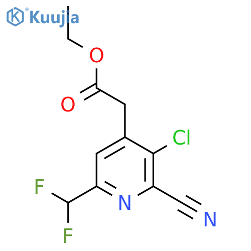 Ethyl 3-chloro-2-cyano-6-(difluoromethyl)pyridine-4-acetate structure