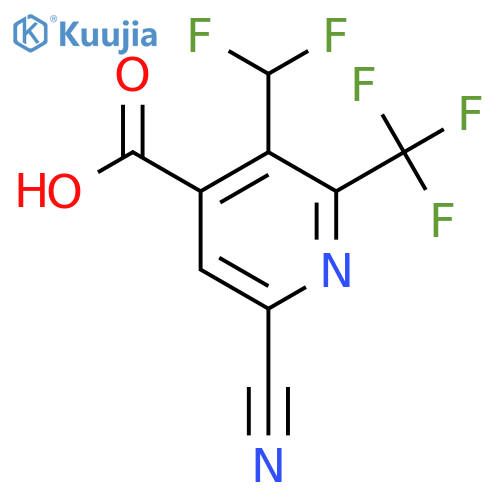 6-Cyano-3-(difluoromethyl)-2-(trifluoromethyl)pyridine-4-carboxylic acid structure