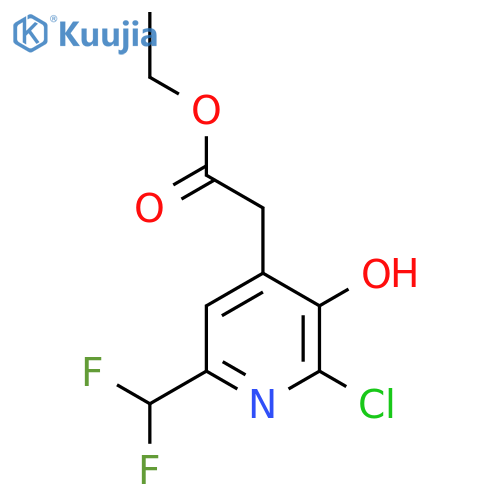 Ethyl 2-chloro-6-(difluoromethyl)-3-hydroxypyridine-4-acetate structure