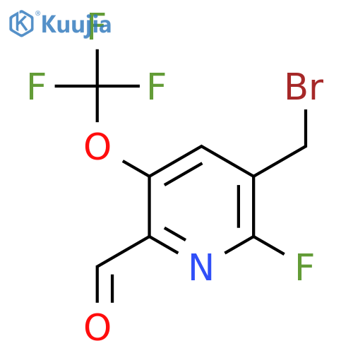 3-(Bromomethyl)-2-fluoro-5-(trifluoromethoxy)pyridine-6-carboxaldehyde structure
