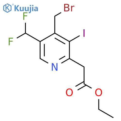 Ethyl 4-(bromomethyl)-5-(difluoromethyl)-3-iodopyridine-2-acetate structure