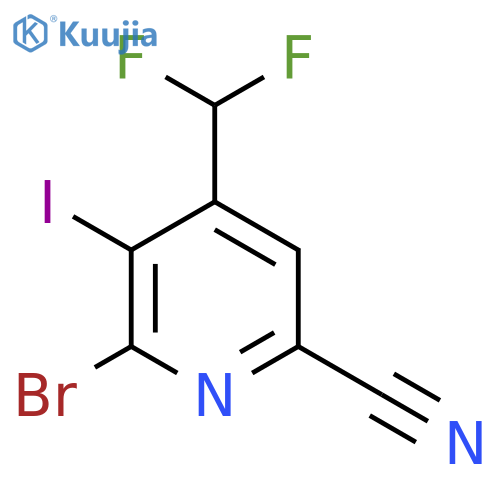 2-Bromo-6-cyano-4-(difluoromethyl)-3-iodopyridine structure