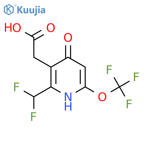 2-(Difluoromethyl)-4-hydroxy-6-(trifluoromethoxy)pyridine-3-acetic acid structure