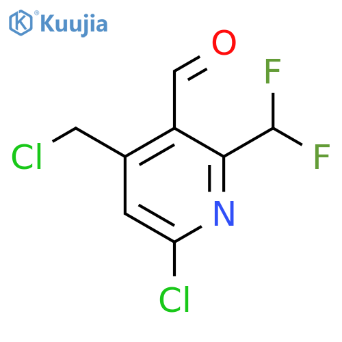 6-Chloro-4-(chloromethyl)-2-(difluoromethyl)pyridine-3-carboxaldehyde structure