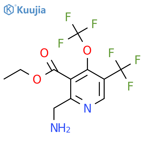 Ethyl 2-(aminomethyl)-4-(trifluoromethoxy)-5-(trifluoromethyl)pyridine-3-carboxylate structure