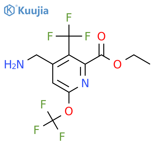 Ethyl 4-(aminomethyl)-6-(trifluoromethoxy)-3-(trifluoromethyl)pyridine-2-carboxylate structure