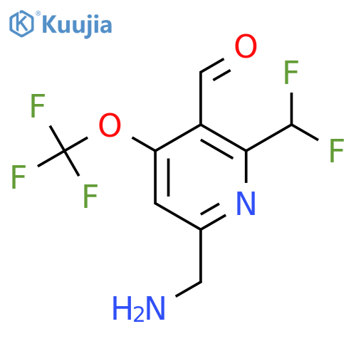 6-(Aminomethyl)-2-(difluoromethyl)-4-(trifluoromethoxy)pyridine-3-carboxaldehyde structure