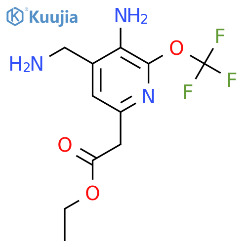 Ethyl 3-amino-4-(aminomethyl)-2-(trifluoromethoxy)pyridine-6-acetate structure