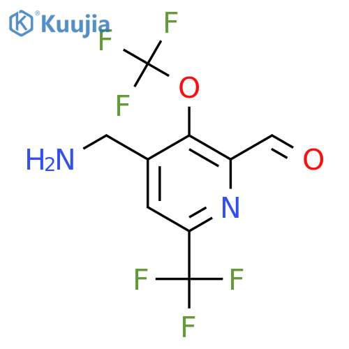 4-(Aminomethyl)-3-(trifluoromethoxy)-6-(trifluoromethyl)pyridine-2-carboxaldehyde structure
