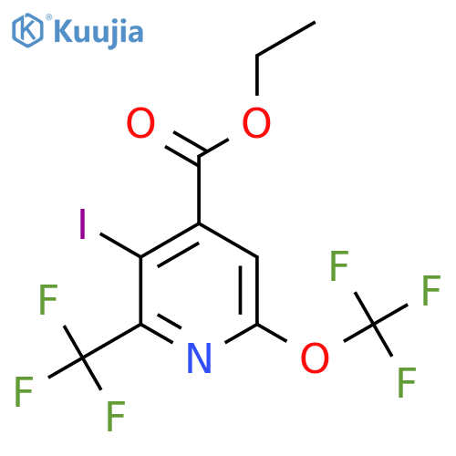 Ethyl 3-iodo-6-(trifluoromethoxy)-2-(trifluoromethyl)pyridine-4-carboxylate structure