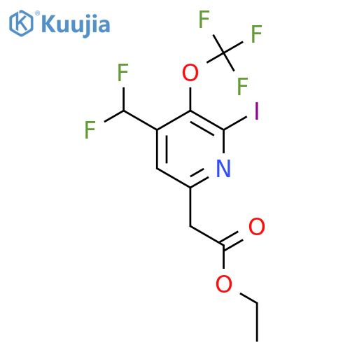 Ethyl 4-(difluoromethyl)-2-iodo-3-(trifluoromethoxy)pyridine-6-acetate structure