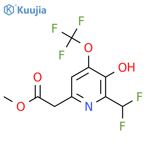 Methyl 2-(difluoromethyl)-3-hydroxy-4-(trifluoromethoxy)pyridine-6-acetate structure
