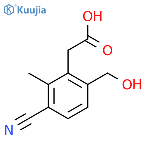 3-Cyano-6-hydroxymethyl-2-methylphenylacetic acid structure