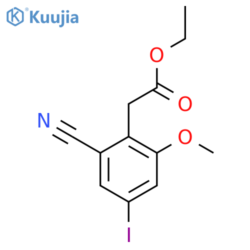 Ethyl 2-cyano-4-iodo-6-methoxyphenylacetate structure
