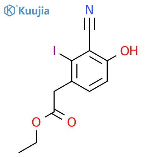 Ethyl 3-cyano-4-hydroxy-2-iodophenylacetate structure