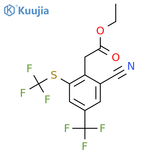 Ethyl 2-cyano-4-trifluoromethyl-6-(trifluoromethylthio)phenylacetate structure