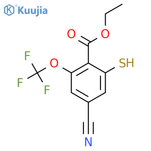 Ethyl 4-cyano-2-mercapto-6-(trifluoromethoxy)benzoate structure