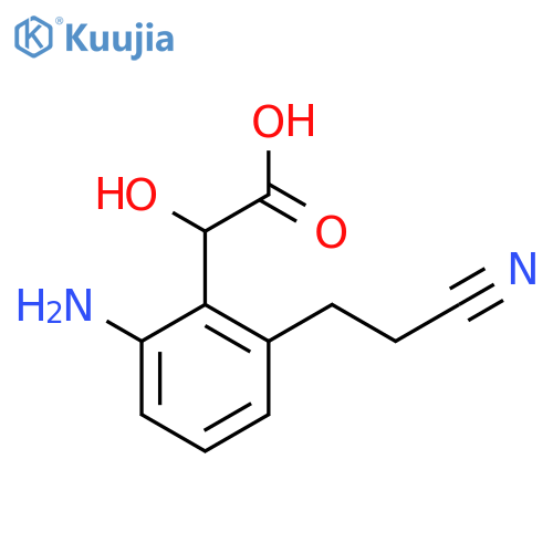 2-Amino-6-(2-cyanoethyl)mandelic acid structure