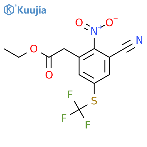 Ethyl 3-cyano-2-nitro-5-(trifluoromethylthio)phenylacetate structure