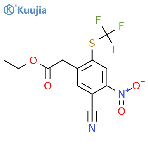 Ethyl 5-cyano-4-nitro-2-(trifluoromethylthio)phenylacetate structure
