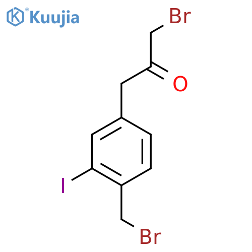 1-Bromo-3-(4-(bromomethyl)-3-iodophenyl)propan-2-one structure
