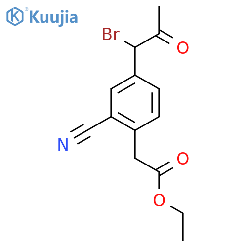 Ethyl 4-(1-bromo-2-oxopropyl)-2-cyanophenylacetate structure