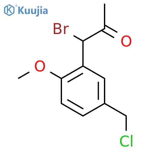 1-Bromo-1-(5-(chloromethyl)-2-methoxyphenyl)propan-2-one structure