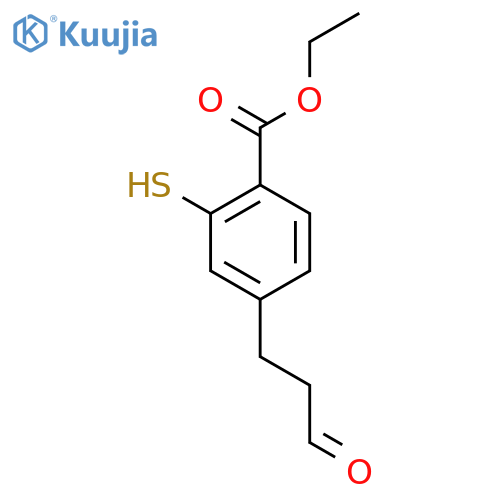Ethyl 2-mercapto-4-(3-oxopropyl)benzoate structure