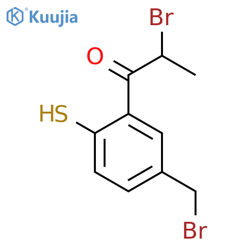 2-Bromo-1-(5-(bromomethyl)-2-mercaptophenyl)propan-1-one structure