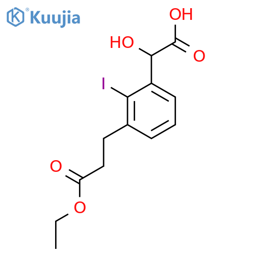 3-(3-Ethoxy-3-oxopropyl)-2-iodomandelic acid structure